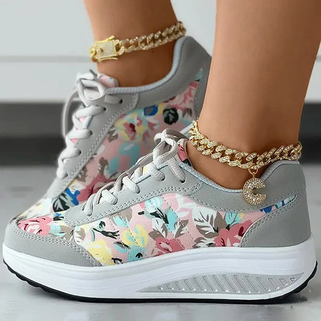 Blumenmuster Plattform Sneaker Drune