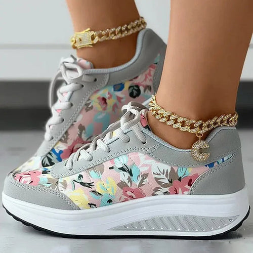 Blumenmuster Plattform Sneaker Drune