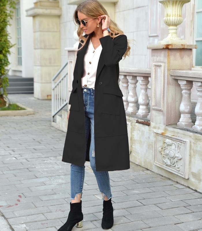 Drune | Taillierte Passform Doppelreißverschluss Knielang Strukturdesign
