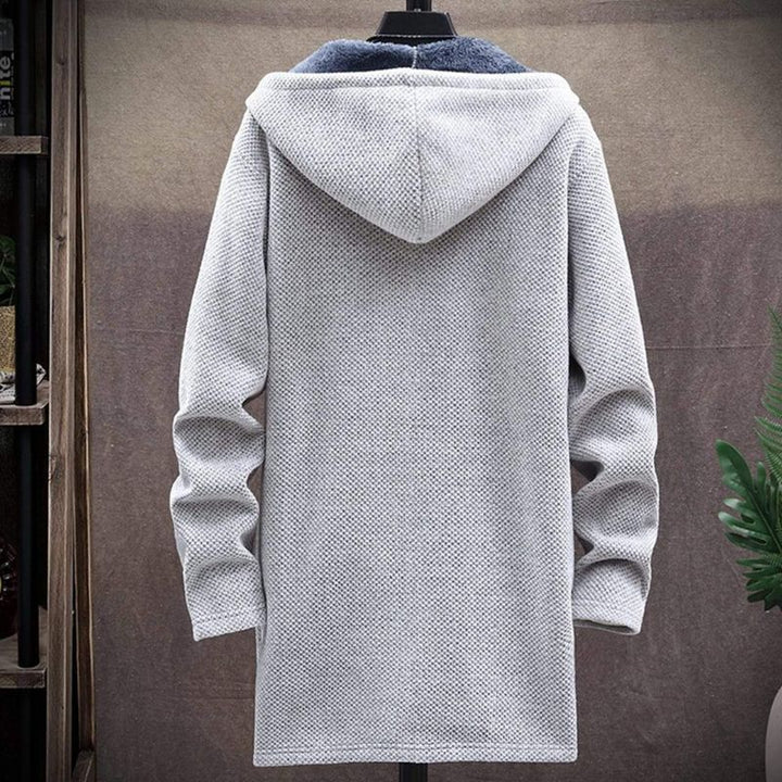 Drune | Kapuzen Strickjacke Strickstruktur Fleece Gefüttert Offen Vorne Mit Seitentaschen