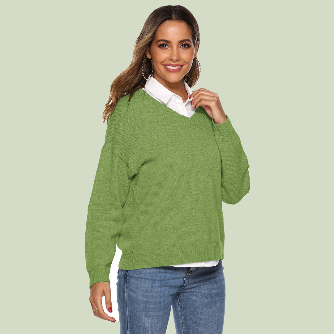 Drune | Strickpullover - V-Ausschnitt - Lockere Passform - Lange Ärmel - Weich und Bequem