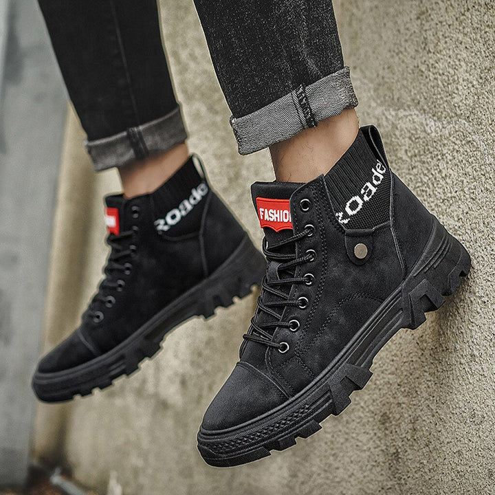 Drune | Schuhe Hohe Sneaker Strapazierfähige Sohle Schnürung Bequemer Rippkragen