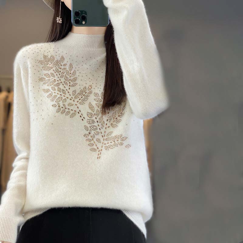 Drune | Strickpullover Mit Zartem Blättermuster