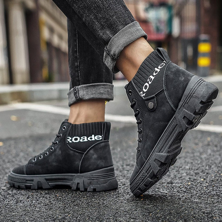 Drune | Schuhe Hohe Sneaker Strapazierfähige Sohle Schnürung Bequemer Rippkragen