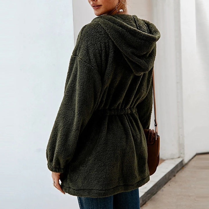 Drune | Teddyjacke Weicher Plüsch Kapuze & Reißverschluss Übergroß Fit Taschen