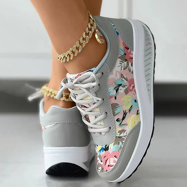 Blumenmuster Plattform Sneaker Drune
