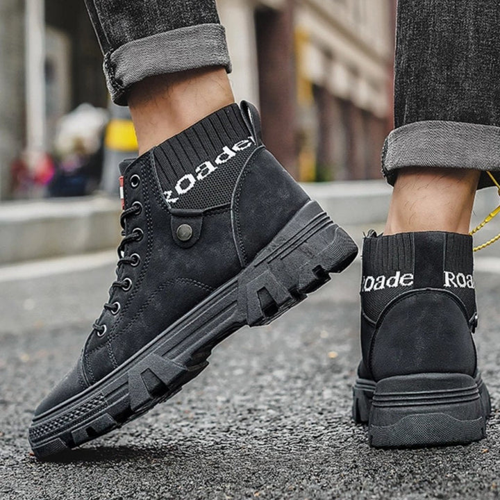 Drune | Schuhe Hohe Sneaker Strapazierfähige Sohle Schnürung Bequemer Rippkragen