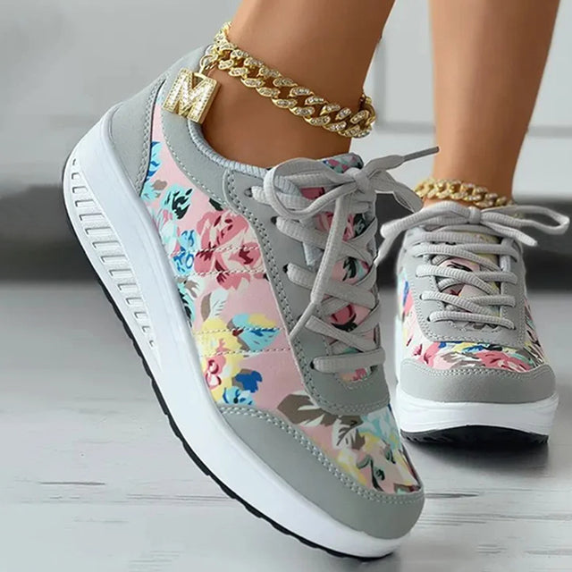 Blumenmuster Plattform Sneaker Drune
