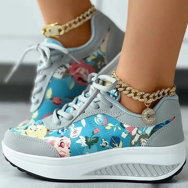 Blumenmuster Plattform Sneaker Drune