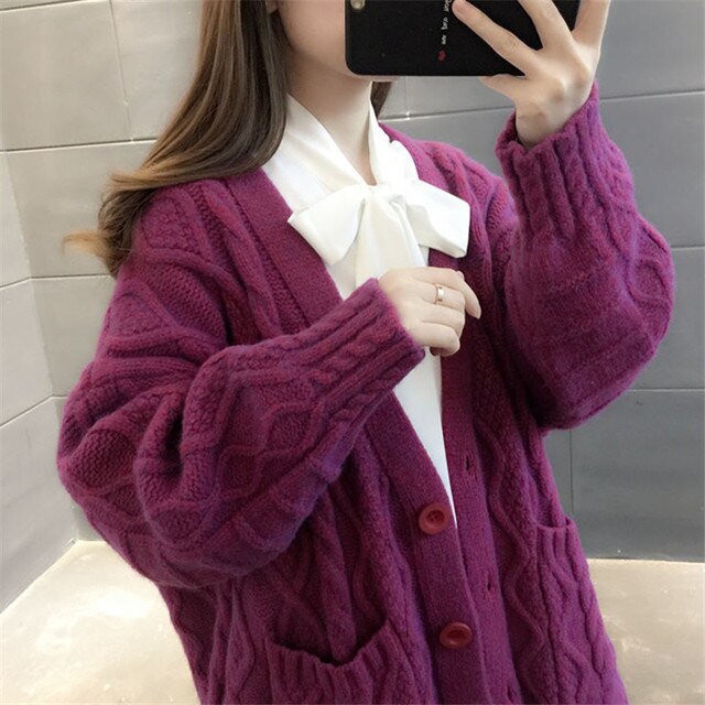 Drune | gestrickte Jacke Lang, dick und warm