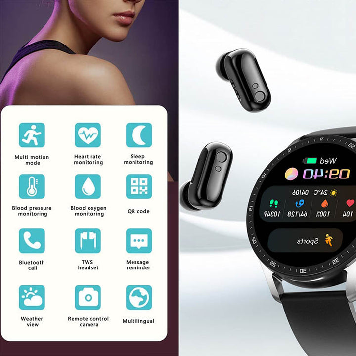 in 1 Smartwatch mit Kopfhörern (für iPhone und Android)