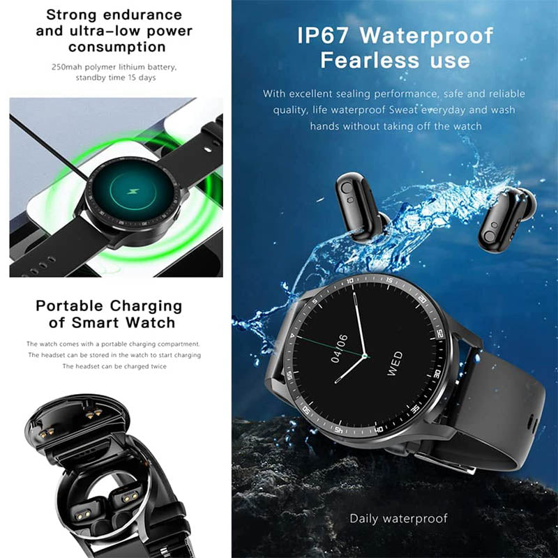 in 1 Smartwatch mit Kopfhörern (für iPhone und Android)