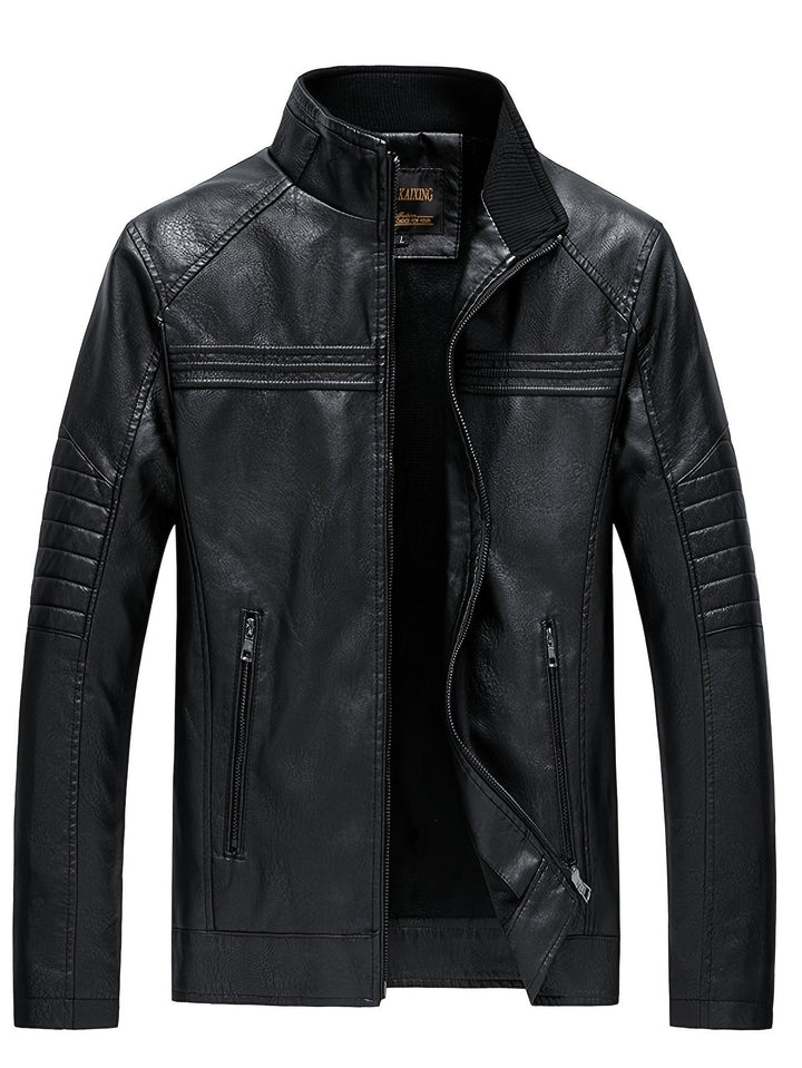 Drune | Bequeme Lederjacke mit Stehkragen