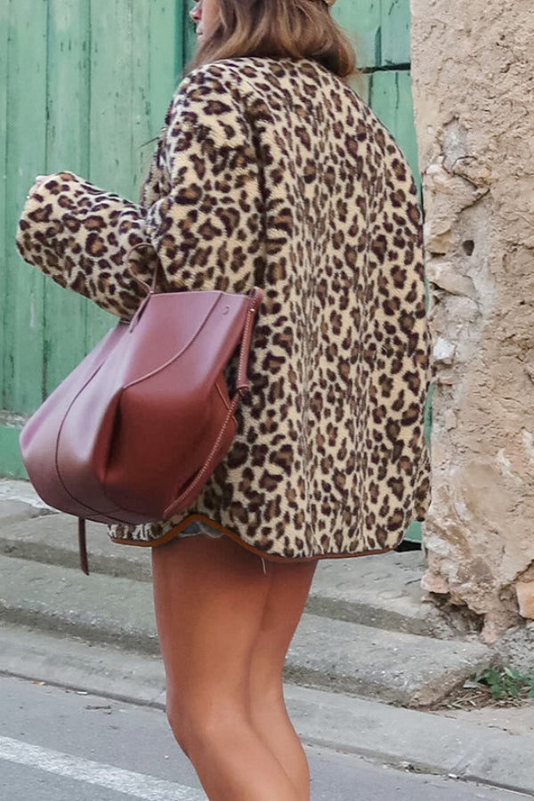 Drune | Leopard Lockere Lockere Kaschmir Warme Jacke