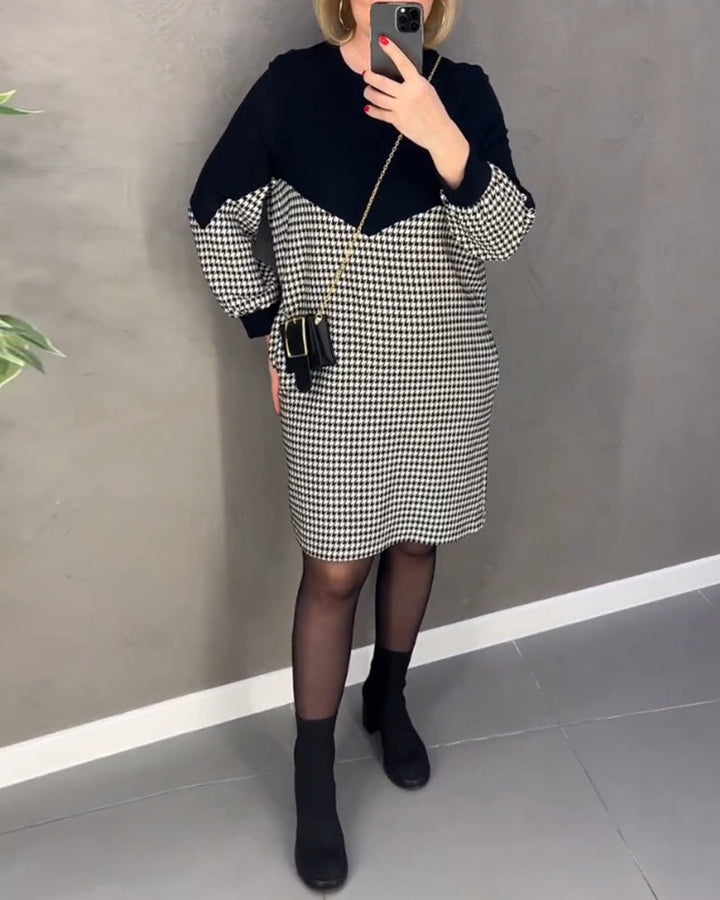 Drune | Farbblockkleid mit Karomuster