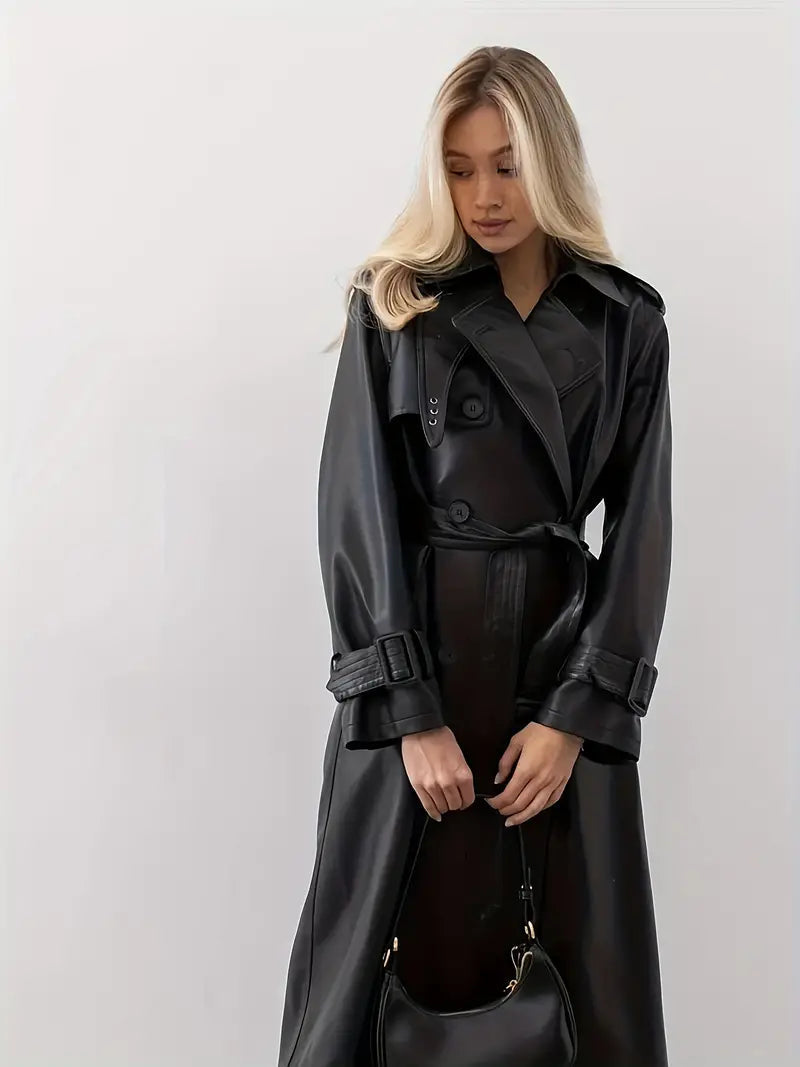 Drune | Leder Trenchcoat Winterjacke für Damen