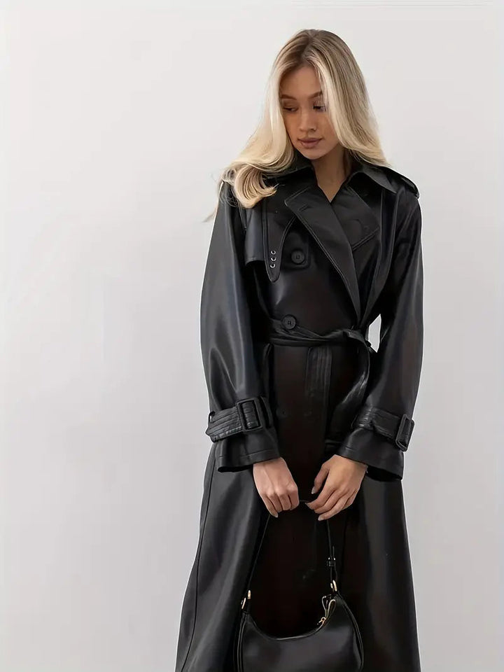 Drune | Leder Trenchcoat Winterjacke für Damen