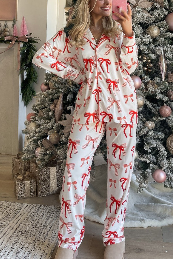Drune | Weihnachtsbogen Druck Langarmshirt und elastische Taillen Taschenhose Set