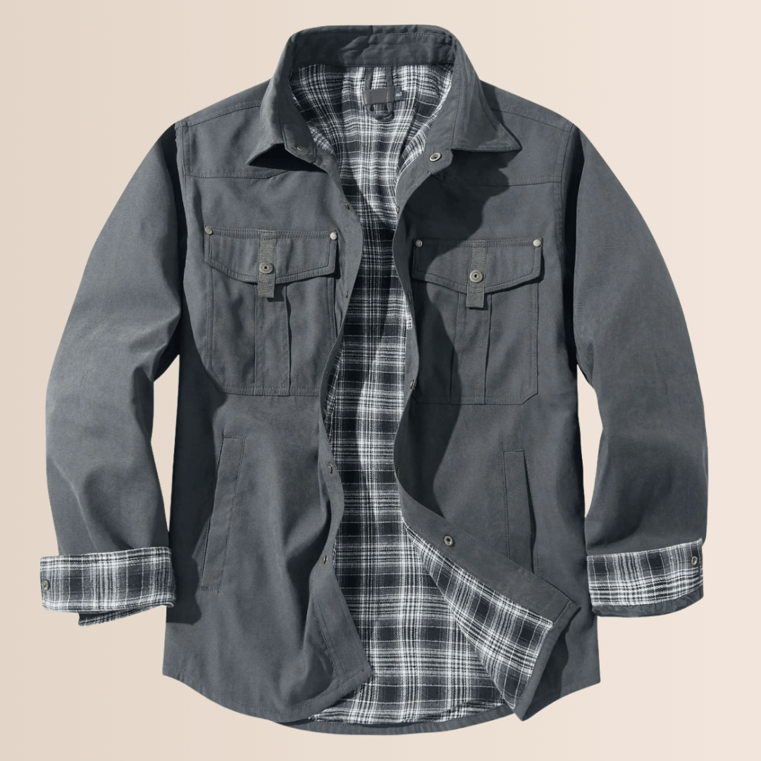 Drune | Vintage Flanell-karierter Herrenmantel