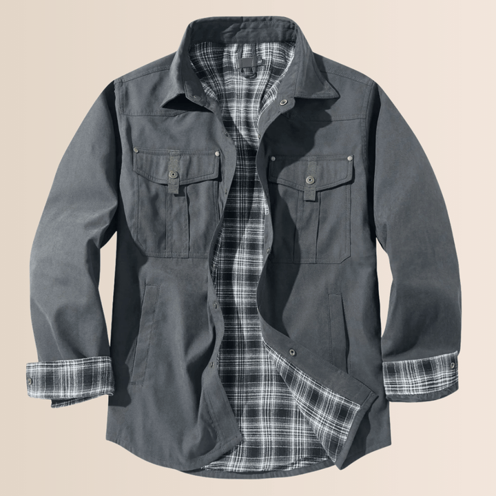 Drune | Vintage Flanell-karierter Herrenmantel