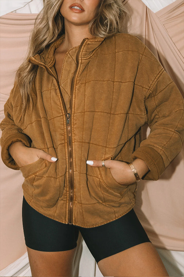 Drune | Aufgesetzte Tasche Steppjacke Crop