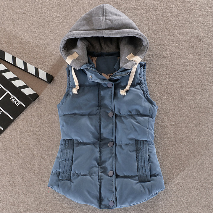 Damen nan taillierte gesteppte ärmellose Thermoweste mit kontrastkapuze Drune