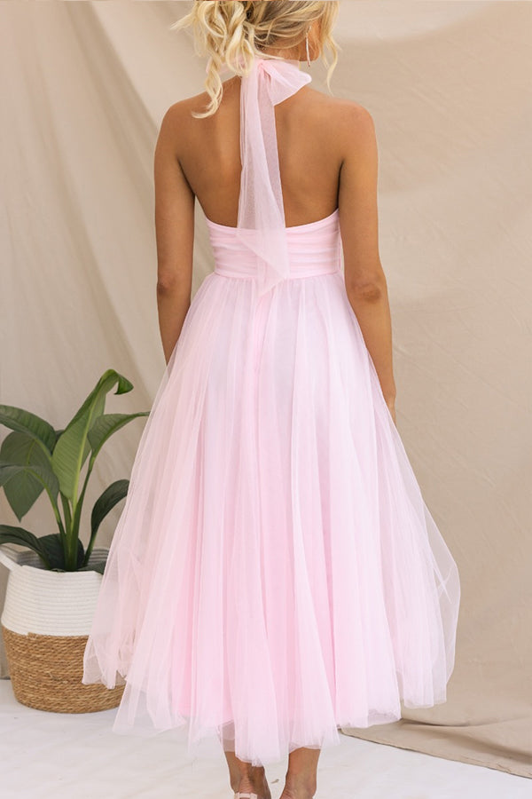 Drune | Halter Tüll Midi Kleid
