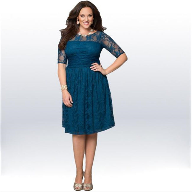 Damen Traumhaftes Spitzenkleid mit elegantem Rock und raffinierten Details Drune