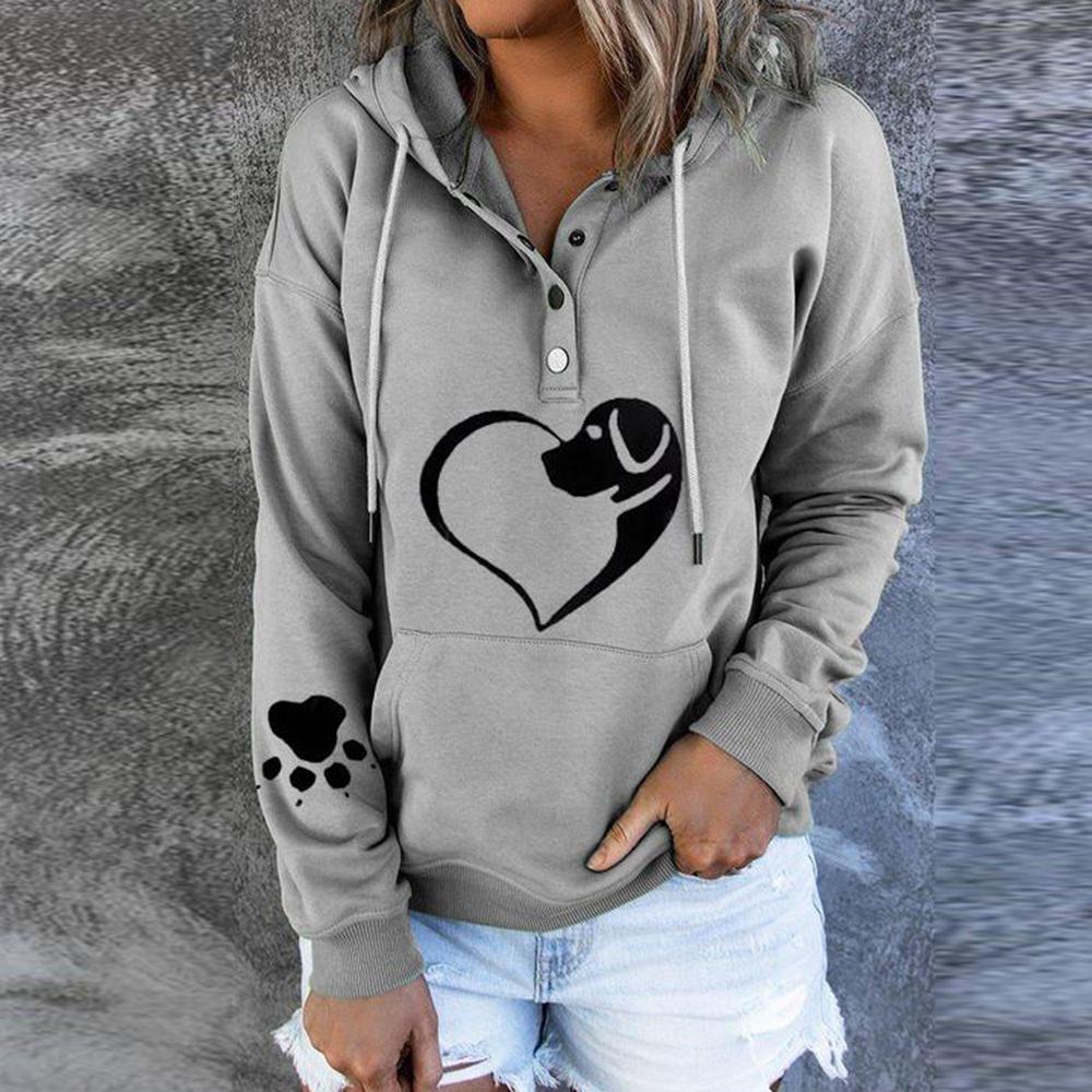 Drune | Taschenloses Graues Sweatshirt mit Tierprint