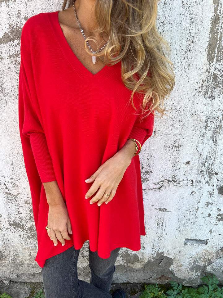 Drune | Pullover - Damen Herbst Oversized Gestrickter V-Ausschnitt Pullover