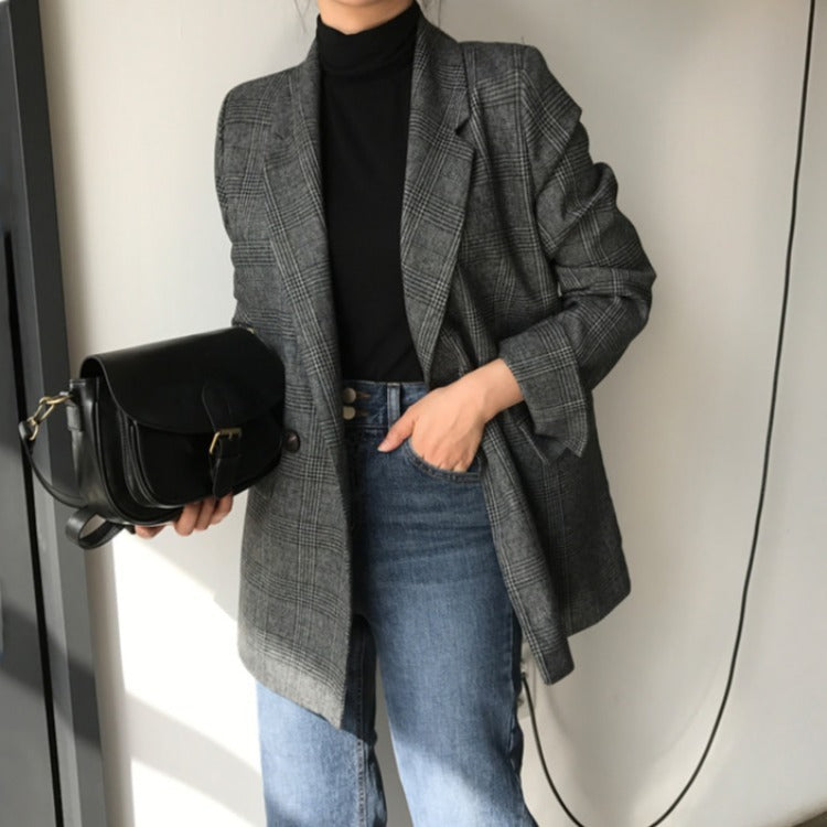 Drune | blazer mit karierter jacke
