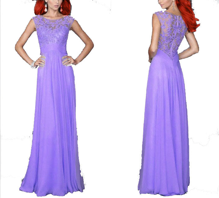 Damen Abendkleid mit floraler Spitze und schwingendem Rock Drune
