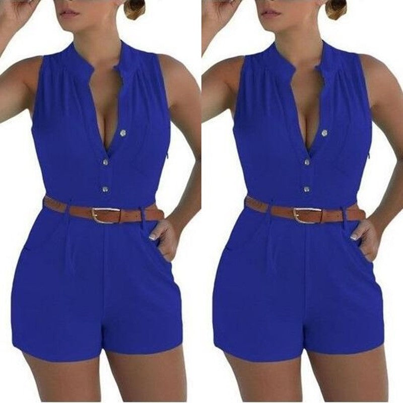 Damen Jumpsuit mit eleganter Kragenverarbeitung und Gürteldesign Drune