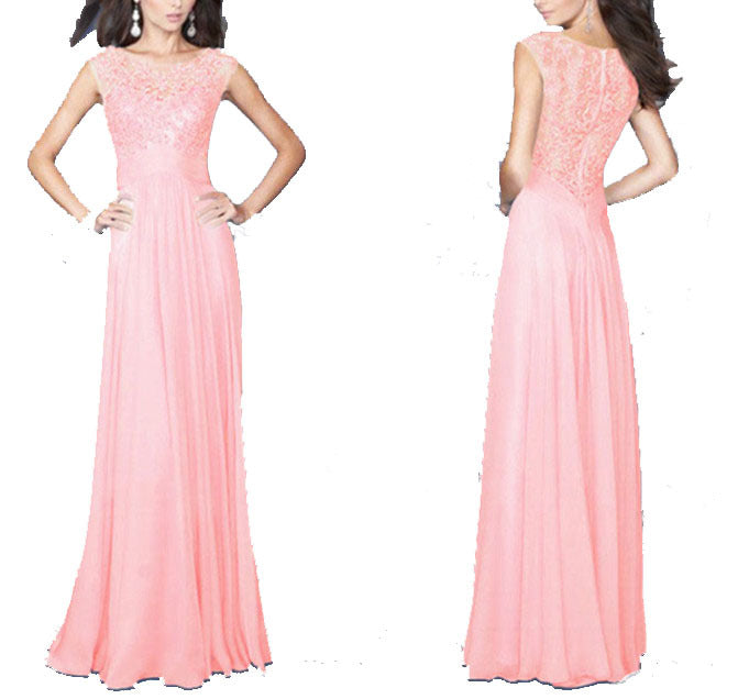 Damen Abendkleid mit floraler Spitze und schwingendem Rock Drune