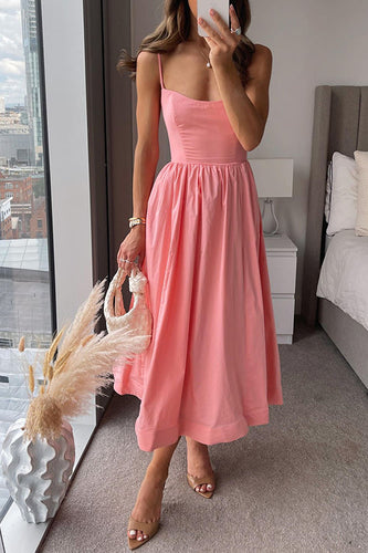 Drune | Rosiedress U Neck Taillierter Swing Maxi Cami Kleid