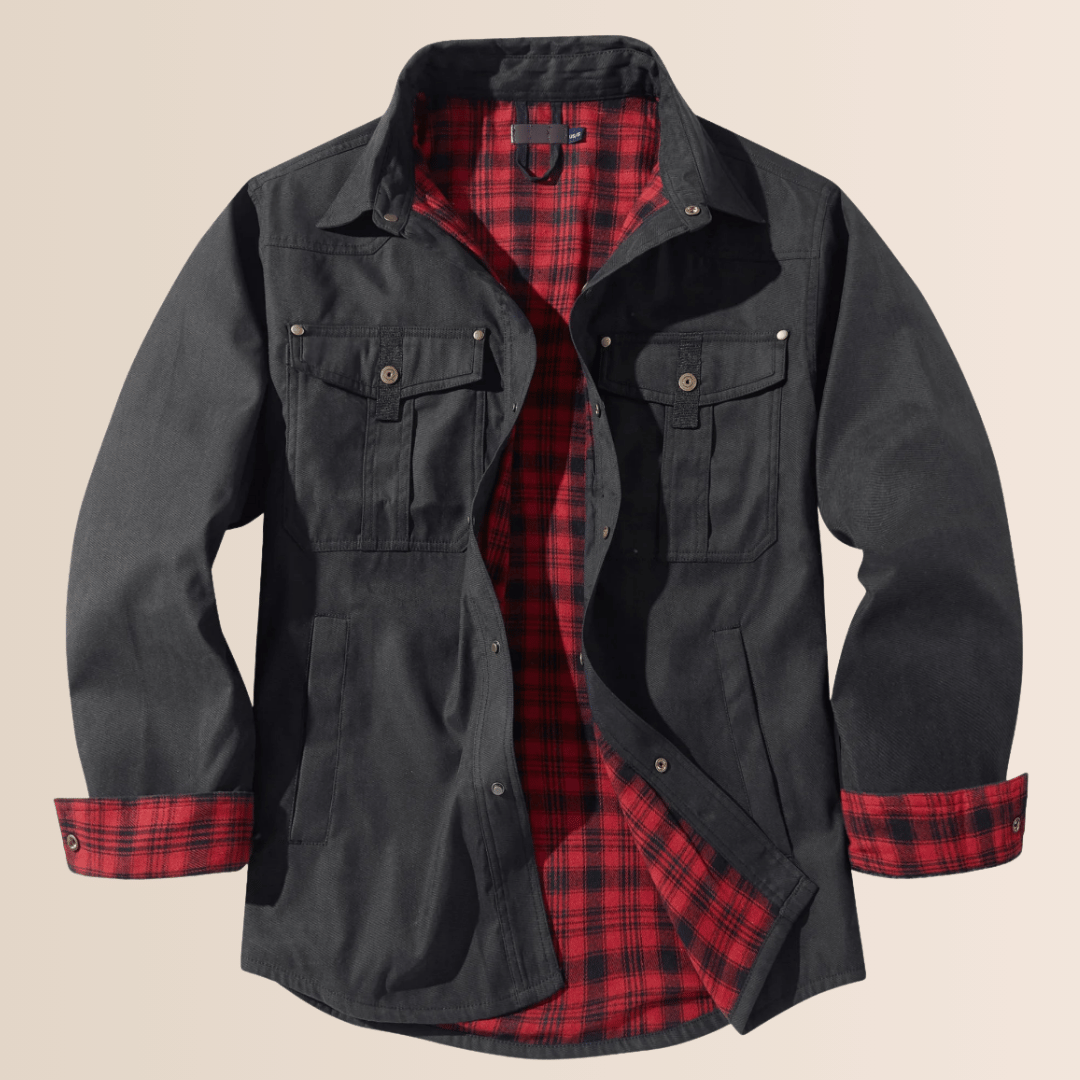 Drune | Vintage Flanell-karierter Herrenmantel