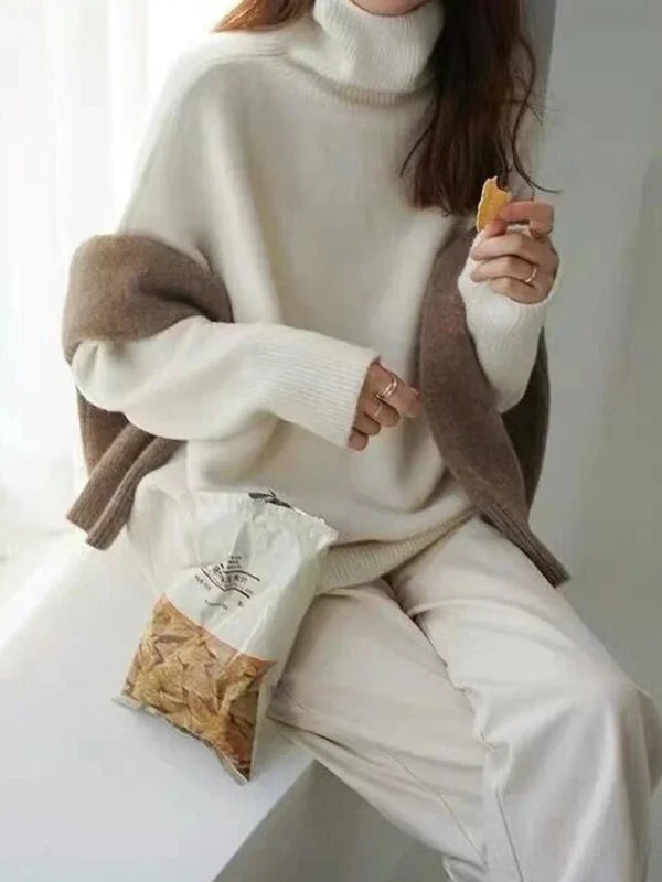 Drune | Lässiger Strickjacke Rollkragenpullover für Damen
