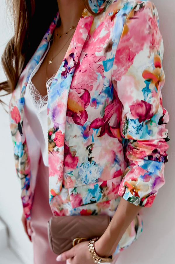 Drune | Freie und Echte Florale Revers Freizeitanzug Blazer