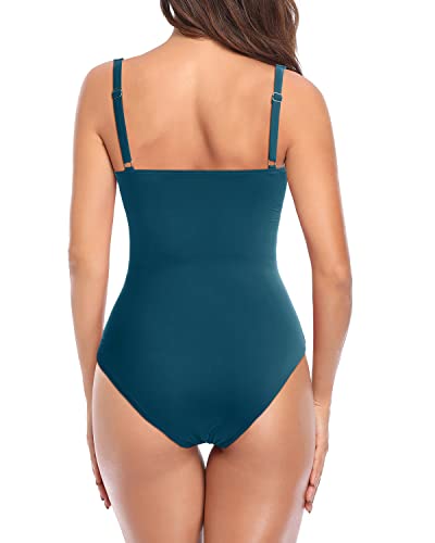 Drune | Bauchkontrolle V-Ausschnitt Badeanzug Damen Slimming Einteiler Schwimsuit