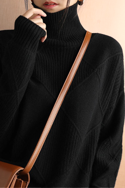 Drune | Pullover - Damen Diamant Strick Rollkragenpullover