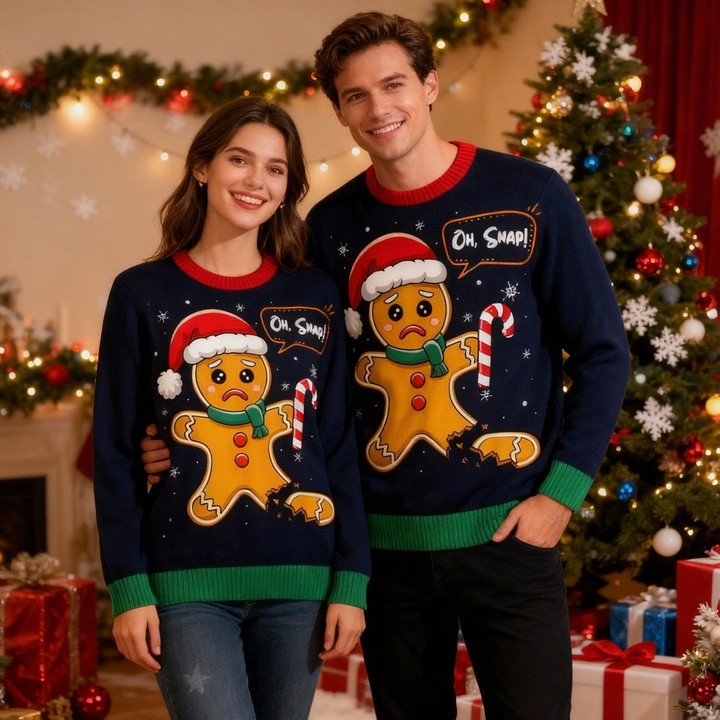 Drune | Weihnachtsmuster Druck Urlaubs-Pullover - Absichtlich Festlicher Eigenart