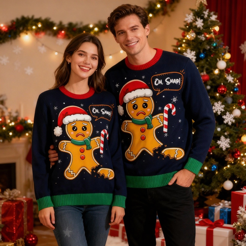 Drune | Weihnachtsmuster Druck Urlaubs-Pullover - Absichtlich Festlicher Eigenart