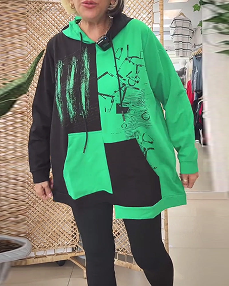 Drune | Sweatshirt mit Kapuze und Farbblock Print