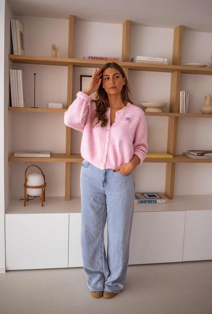 Drune | rosa gestepptes Cardigan für Layer-Looks