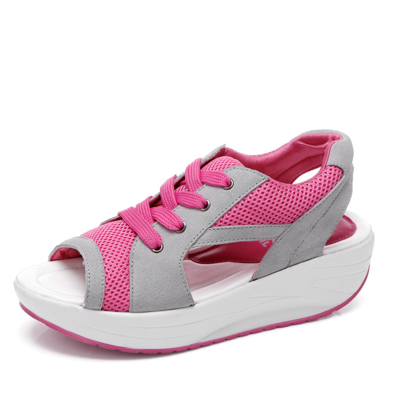 Damen nan Sneaker-Sandale mit Plateau-Sohle und atmungsaktivem Netzgewebe Drune