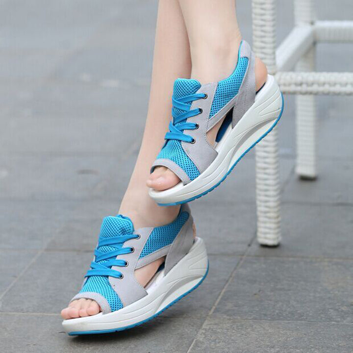 Damen nan Sneaker-Sandale mit Plateau-Sohle und atmungsaktivem Netzgewebe Drune