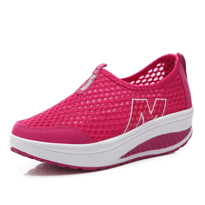 Damen nan leichter Netz-Slipper mit ergonomischer Keilsohle und stoßdämpfender Zwischensohle Drune