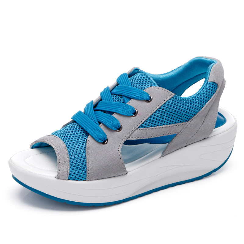 Damen nan Sneaker-Sandale mit Plateau-Sohle und atmungsaktivem Netzgewebe Drune