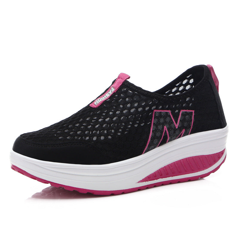 Damen nan leichter Netz-Slipper mit ergonomischer Keilsohle und stoßdämpfender Zwischensohle Drune