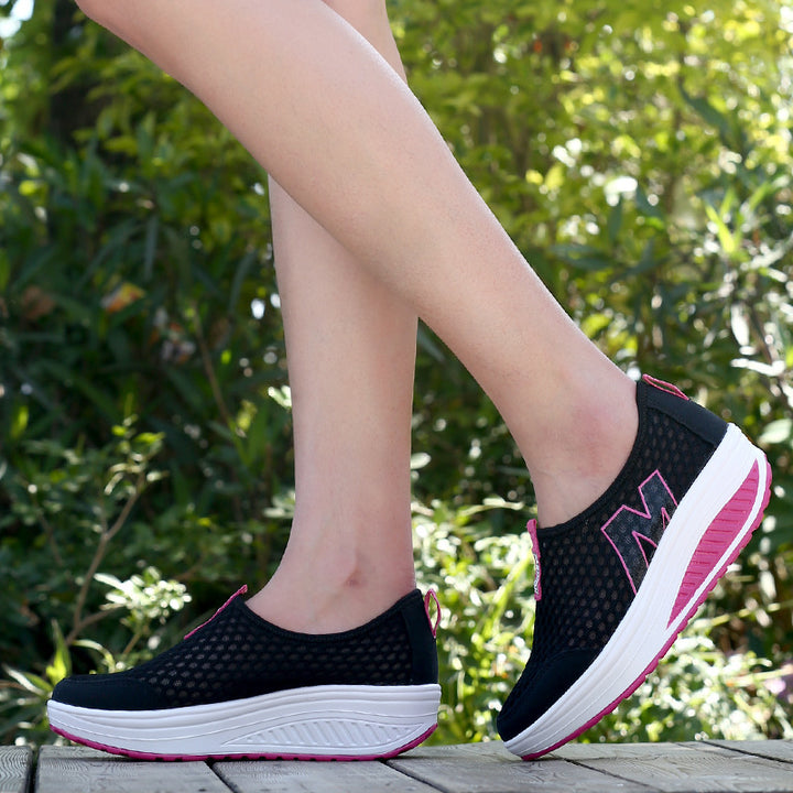 Damen nan leichter Netz-Slipper mit ergonomischer Keilsohle und stoßdämpfender Zwischensohle Drune